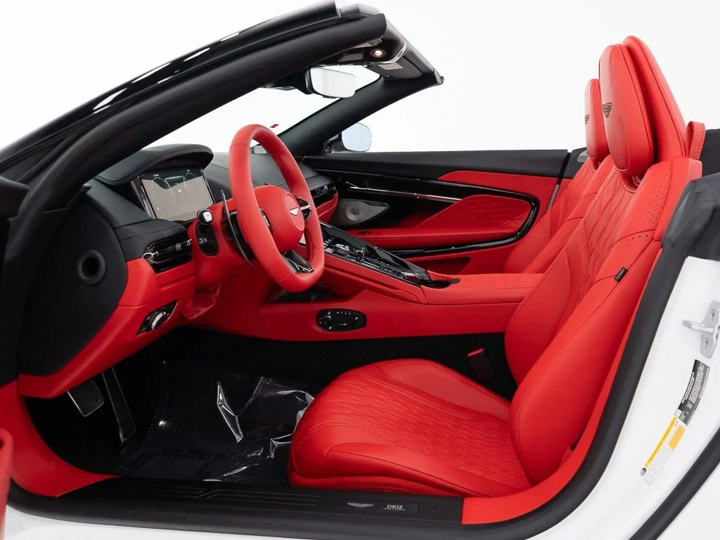 2026 Aston Martin DB12 Volante interior, Onyx Black / Spicy Red