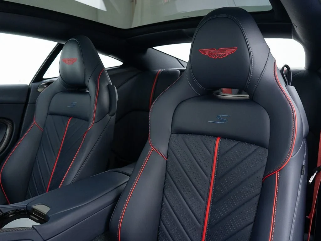 2026 Aston Martin DB12 S interior, seats, Dark Knight w/Stitching in Spicy Red