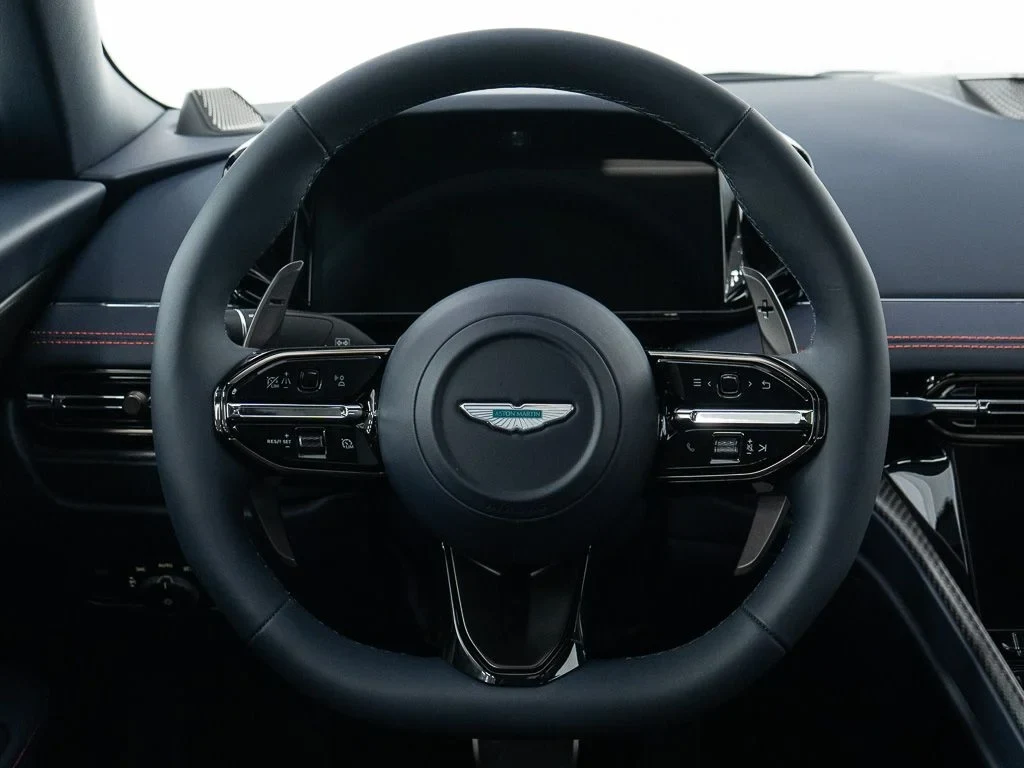 2026 Aston Martin DB12 S interior, Dark Knight w/Stitching in Spicy Red