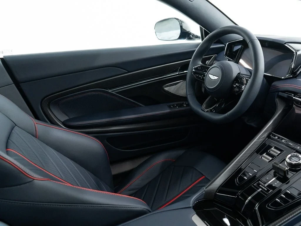 2026 Aston Martin DB12 S interior, Dark Knight w/Stitching in Spicy Red
