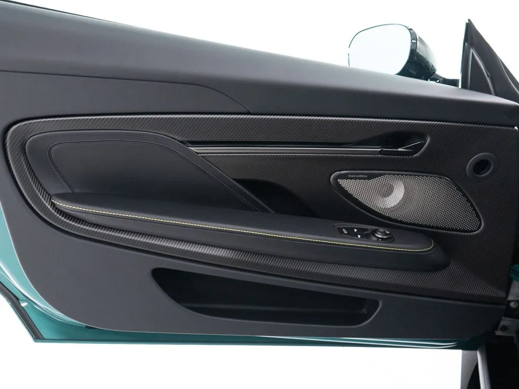 2026 Aston Martin Vanquish interior, door panel, Onyx Black w/Accents in AMR Lime
