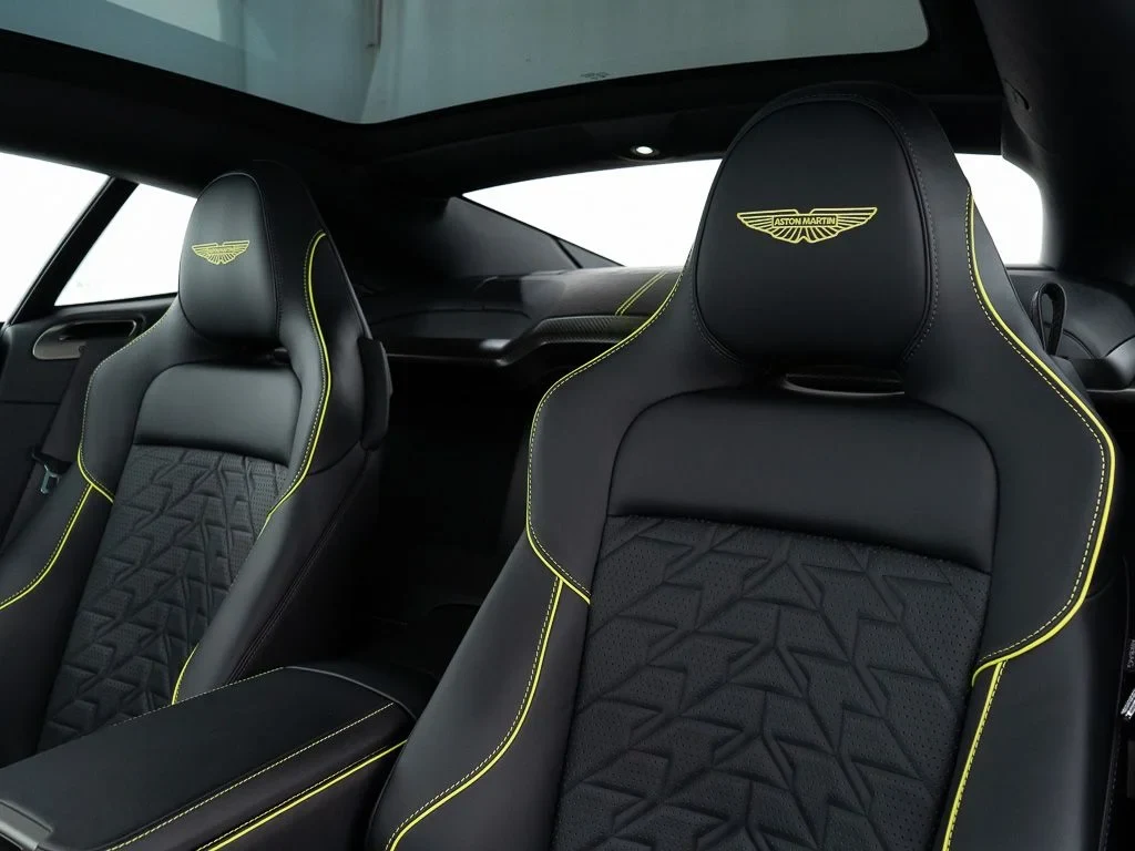 2026 Aston Martin Vanquish interior, seats, Onyx Black w/Accents in AMR Lime