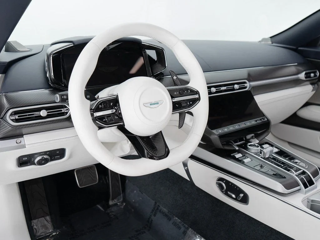 2026 Aston Martin Vanquish Volante interior, Dark Knight / Q Glacier White