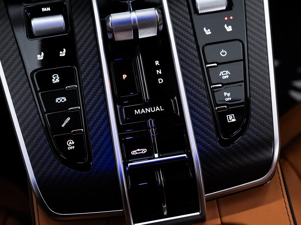 2026 Aston Martin Vanquish Volante interior, center console, Oxford Tan