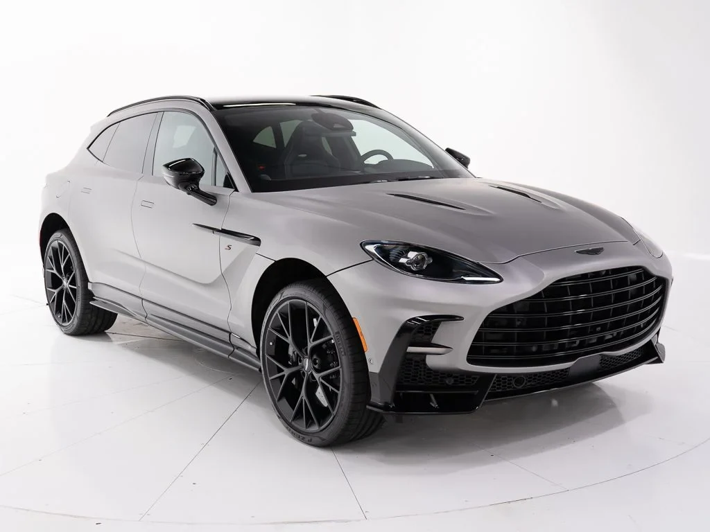 2026 Aston Martin DBX S for sale, front three-quarter view, Q Satin Aluminite Silver