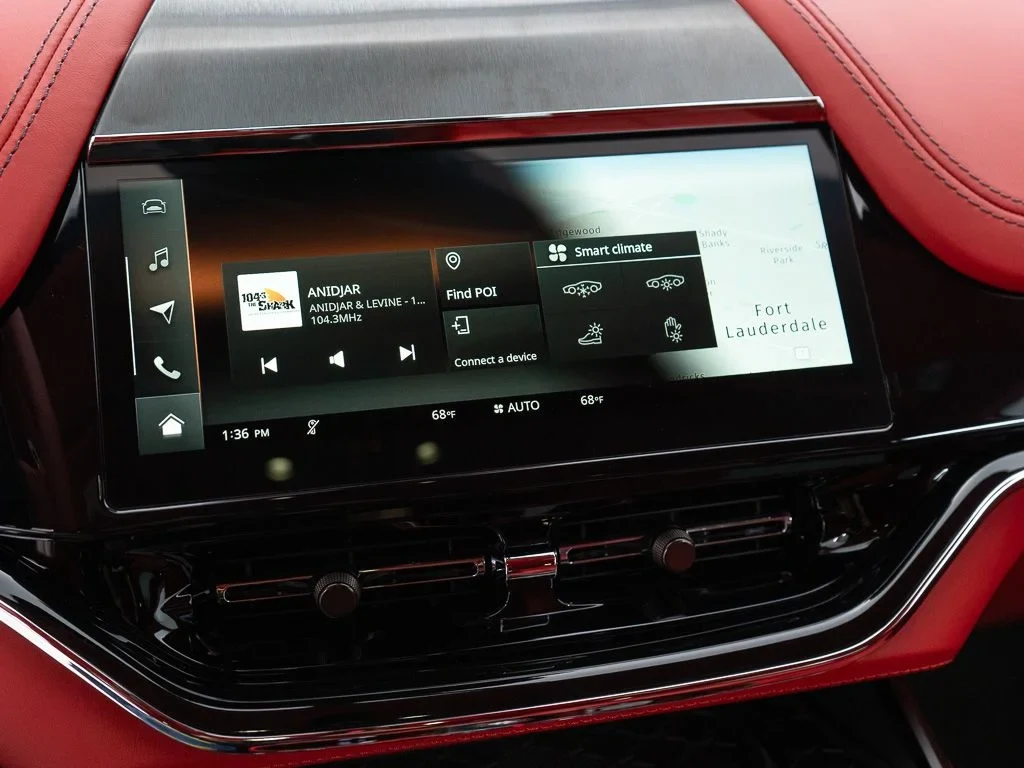 2026 Aston Martin DBX S interior, Spicy Red w/Stitching in Obsidian Black