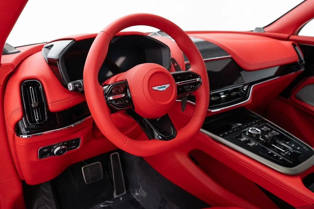 2026 Aston Martin DBX S interior, Spicy Red w/Stitching in Onyx Black