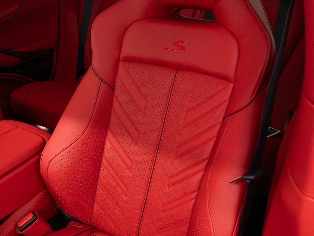 2026 Aston Martin DBX S interior, seats, Spicy Red w/Stitching in Onyx Black