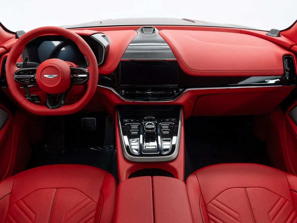 2026 Aston Martin DBX S interior, Spicy Red w/Stitching in Onyx Black