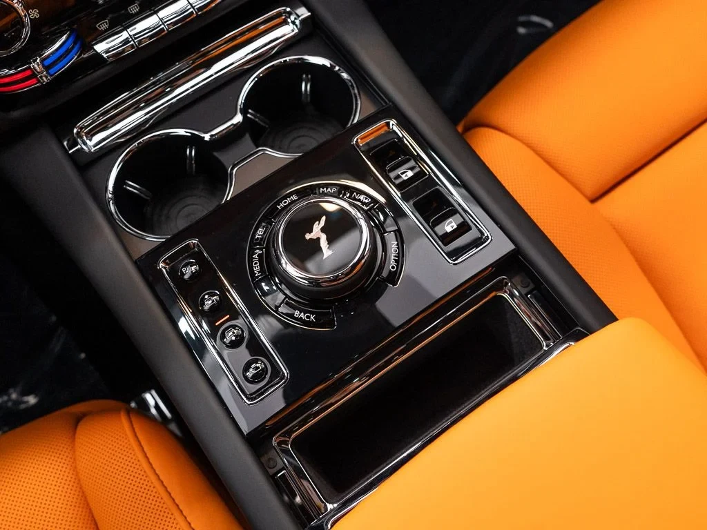 2027 Rolls-Royce Ghost interior, center console, Mandarin / Black