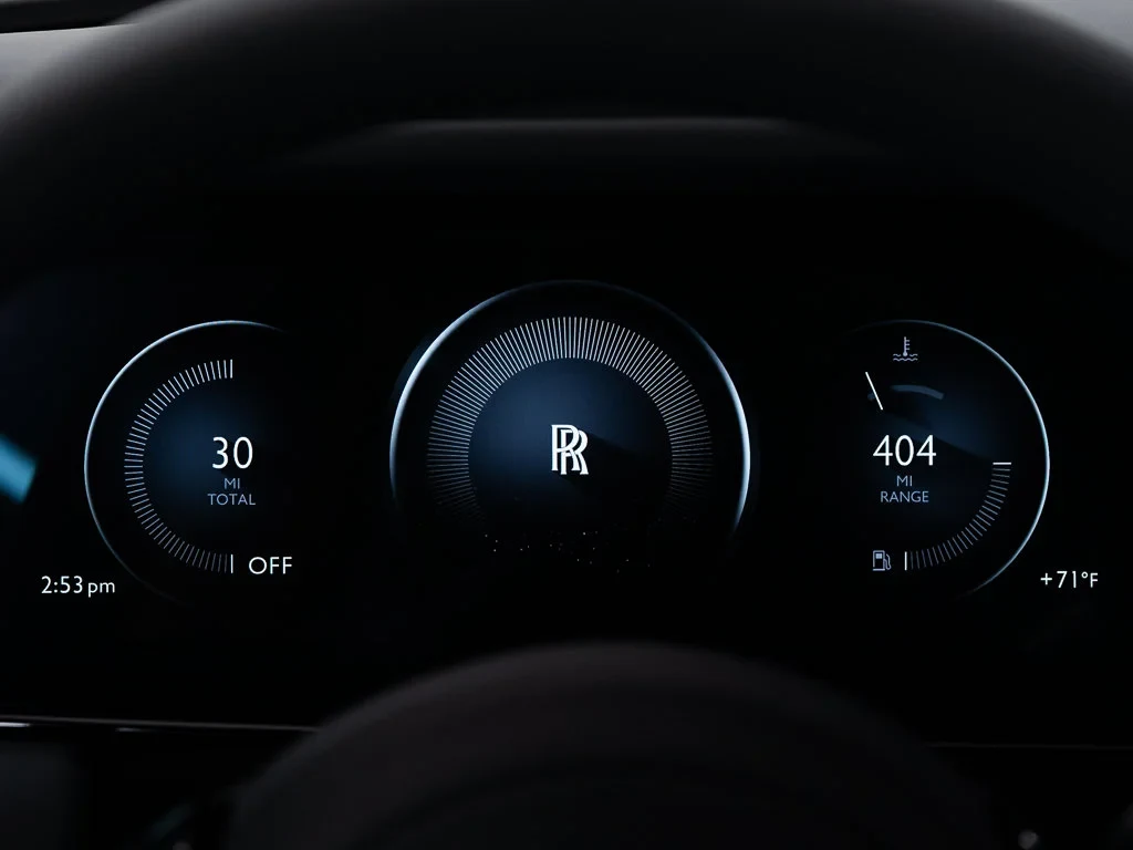 2027 Rolls-Royce Cullinan interior, Scivaro Grey w/Stitching in Forge Yellow