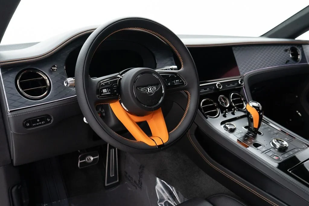 2026 Bentley Continental GT S interior, dashboard, Beluga / Mandarin - by Mulliner