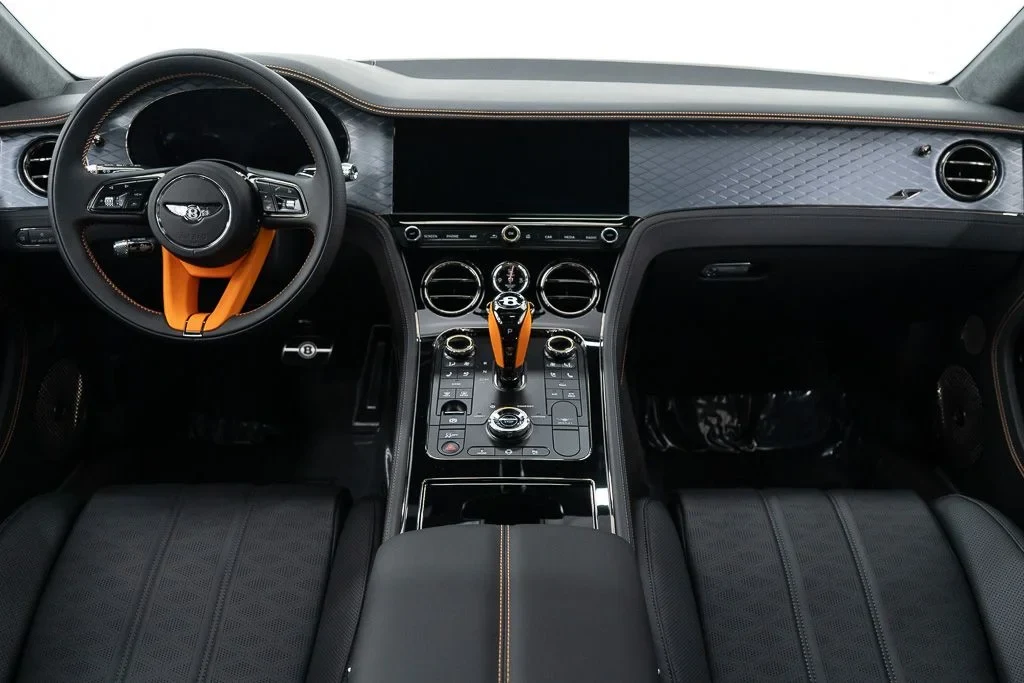 2026 Bentley Continental GT S interior, dashboard, Beluga / Mandarin - by Mulliner