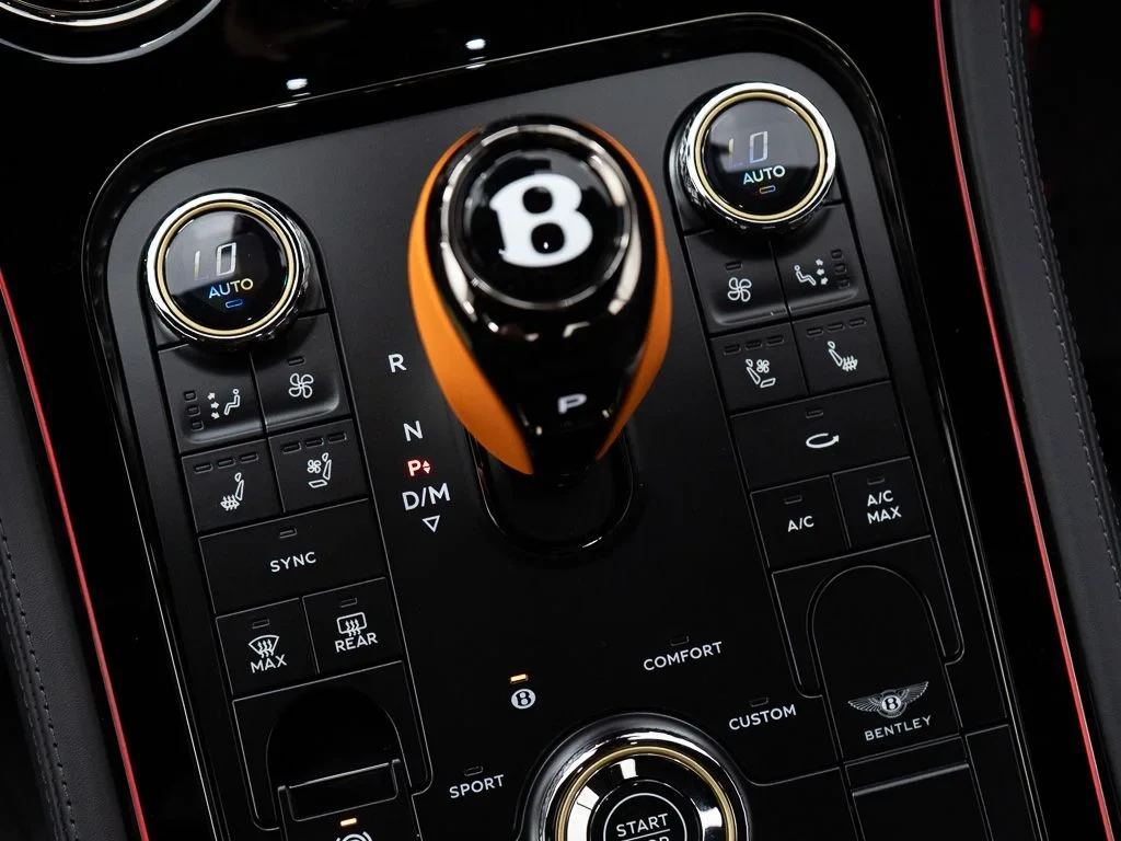 2026 Bentley Continental GT S interior, center console, Beluga / Mandarin - by Mulliner