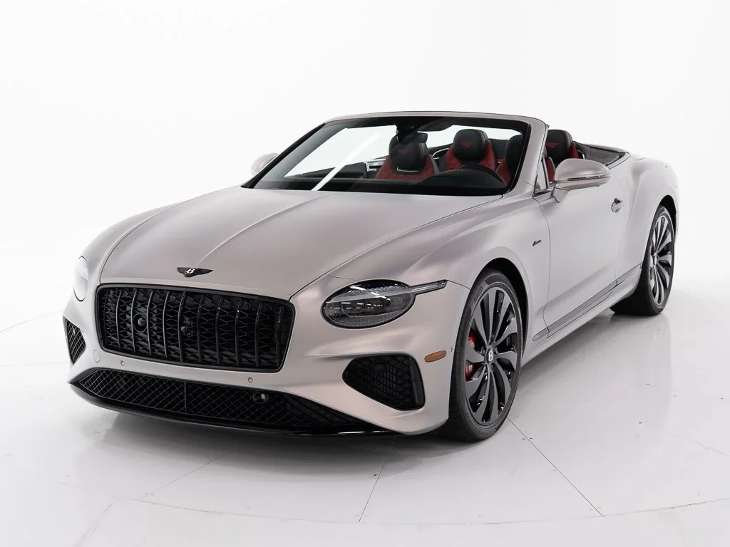 2026 Bentley Continental GTC Azure for sale, front three-quarter view, Extreme Silver Satin - by Mulliner