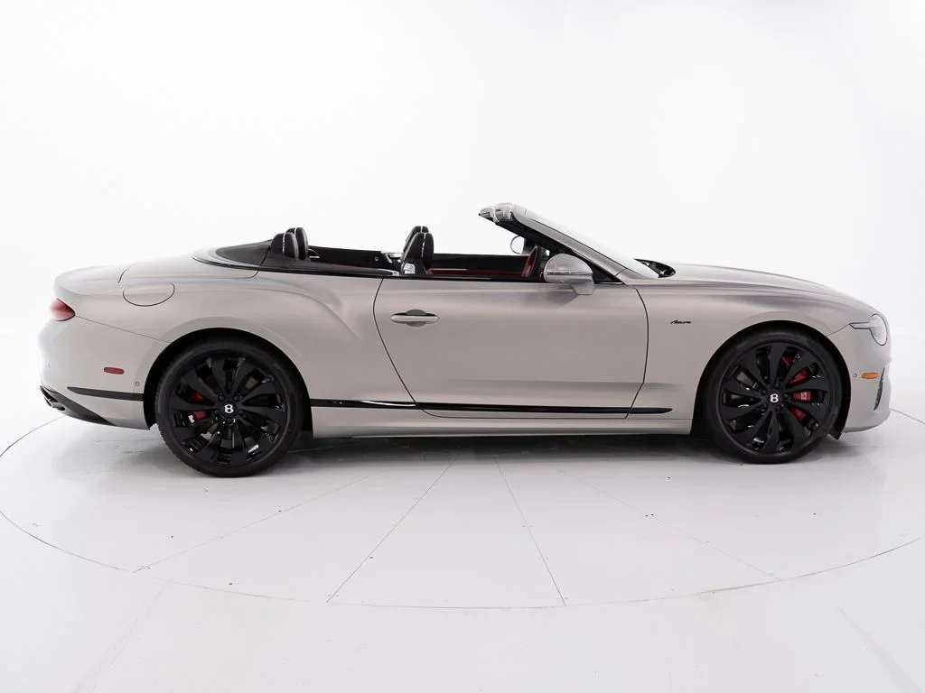 2026 Bentley Continental GTC Azure, side profile, Extreme Silver Satin - by Mulliner