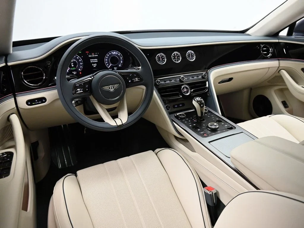 2026 Bentley Flying Spur V8 interior, Linen and Imperial Blue