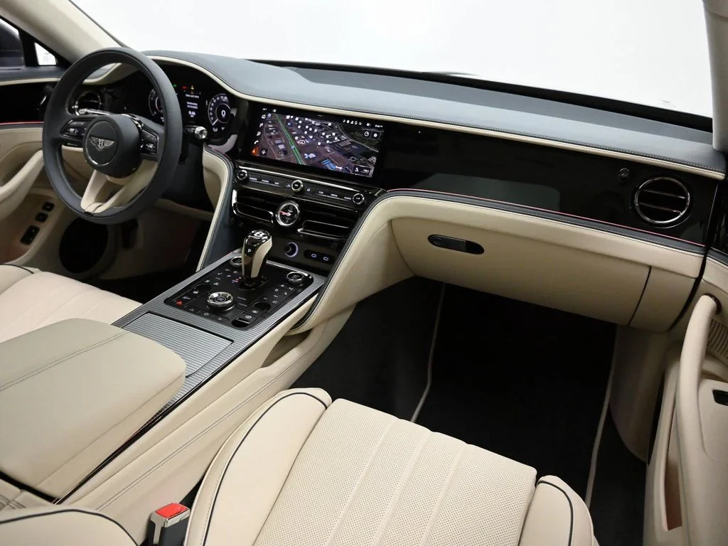 2026 Bentley Flying Spur V8 interior, Linen and Imperial Blue