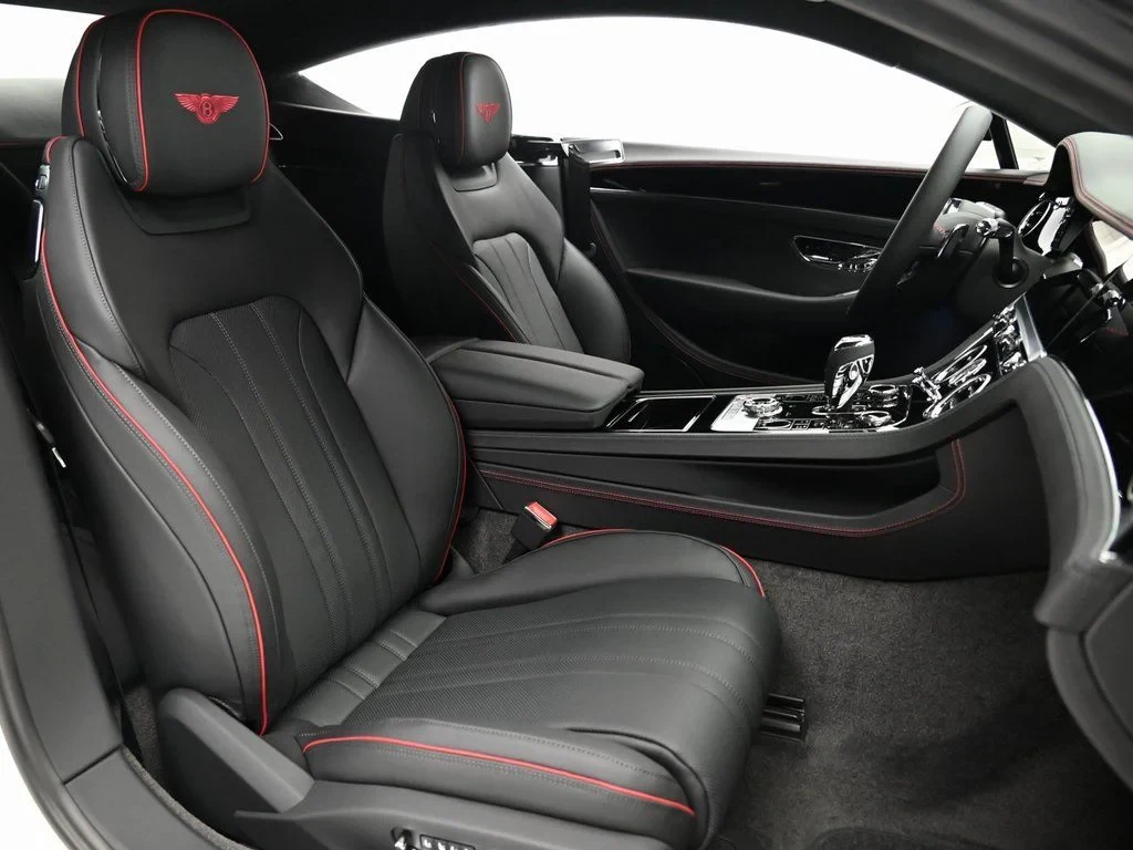 2026 Bentley Continental GT V8 interior, seats, Beluga with Hotspur Red Stitching