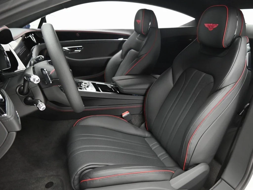 2026 Bentley Continental GT V8 interior, seats, Beluga with Hotspur Red Stitching