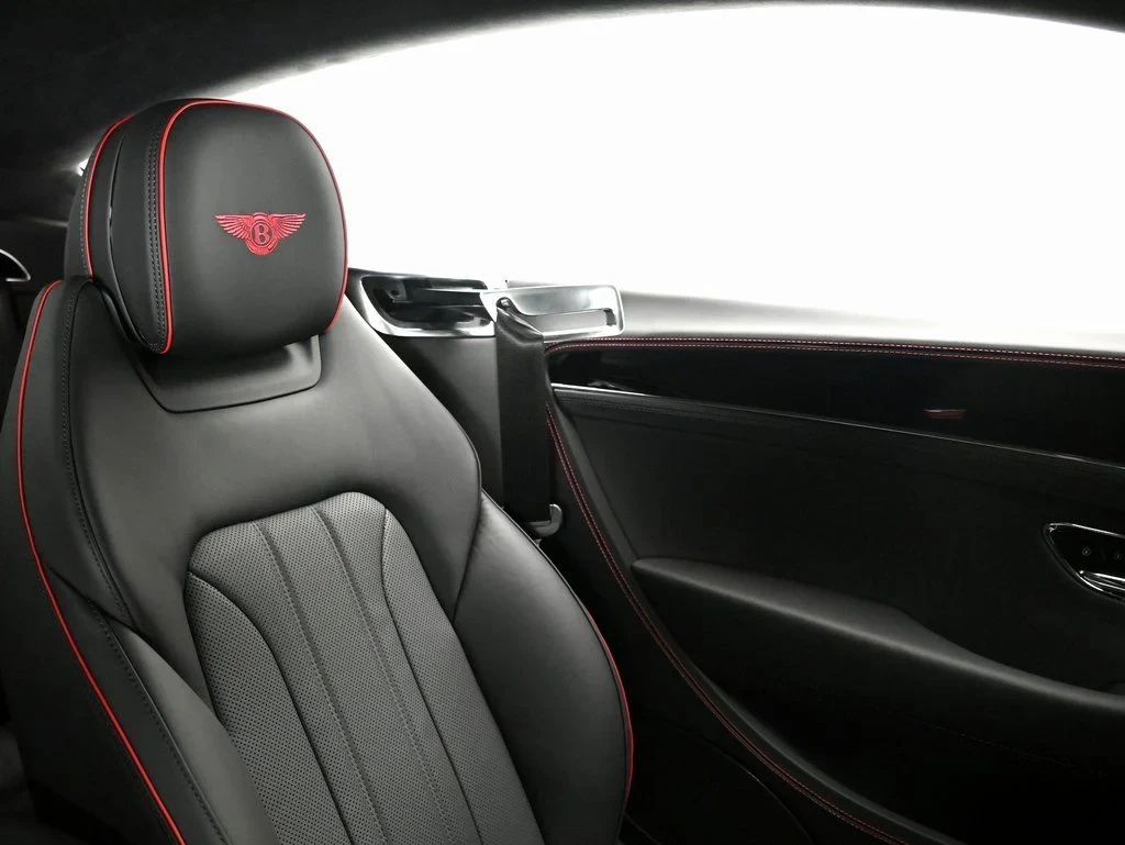 2026 Bentley Continental GT V8 interior, seats, Beluga with Hotspur Red Stitching