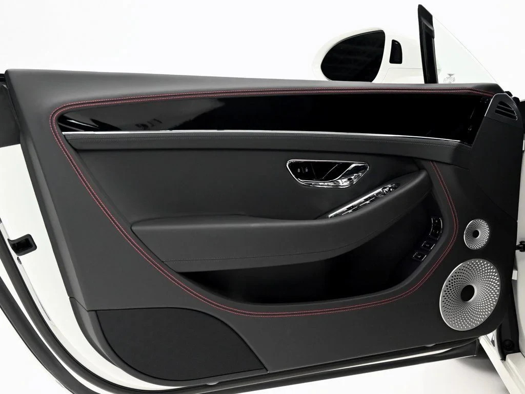 2026 Bentley Continental GT V8 interior, door panel, Beluga with Hotspur Red Stitching
