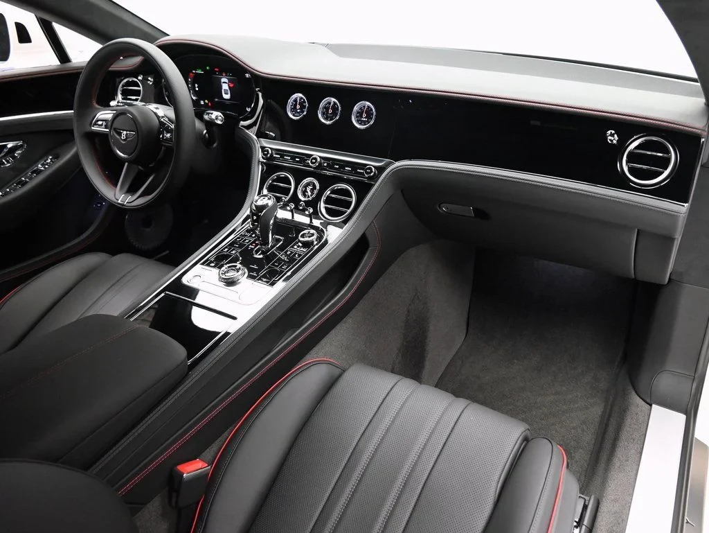 2026 Bentley Continental GT V8 interior, Beluga with Hotspur Red Stitching