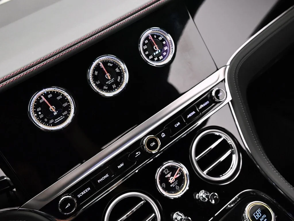 2026 Bentley Continental GT V8 interior, Beluga with Hotspur Red Stitching