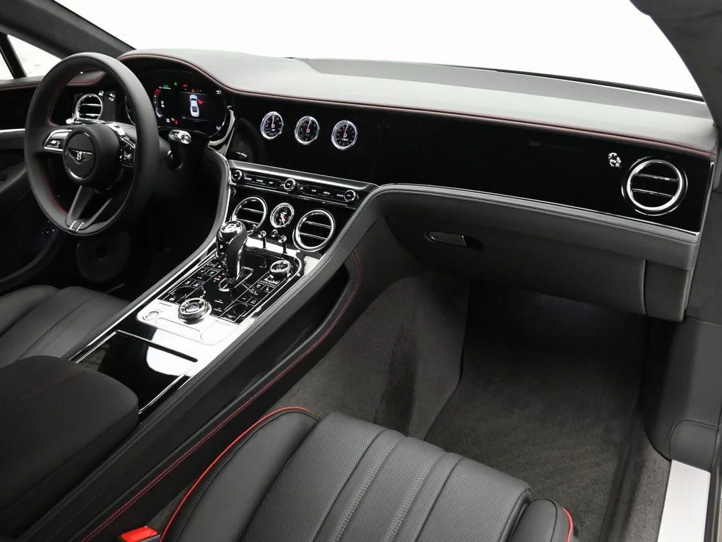 2026 Bentley Continental GT V8 interior, Beluga with Hotspur Red Stitching