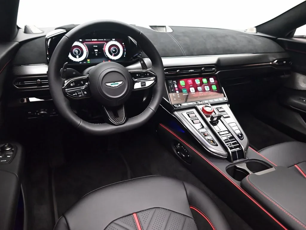 2026 Aston Martin Vantage S Roadster interior, dashboard, Onyx Black and Red
