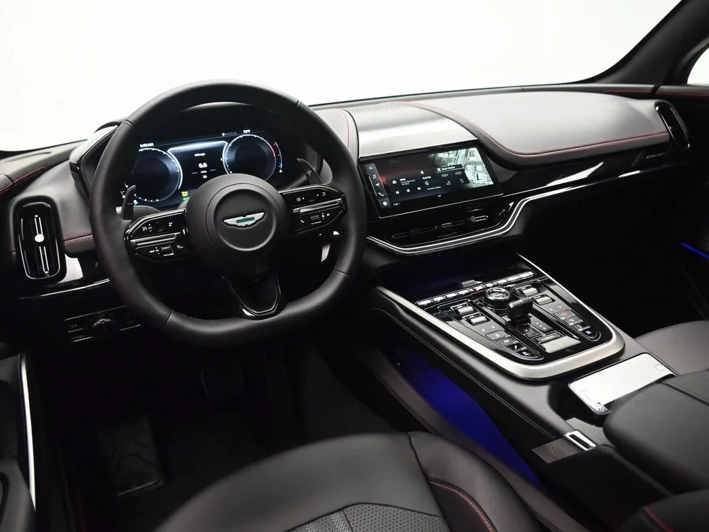 2026 Aston Martin DBX 707 interior, dashboard, Black Metallic with Spicy Red Stitching