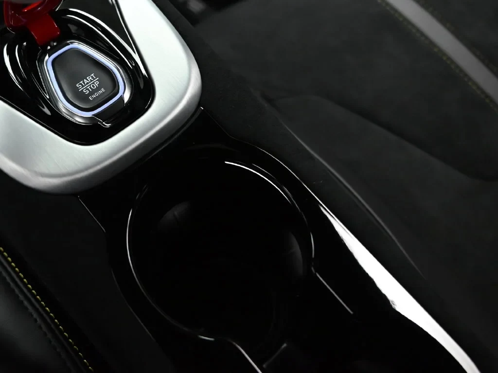 2027 Lotus Emira V6 SE interior, center console, Black with Yellow Stitching