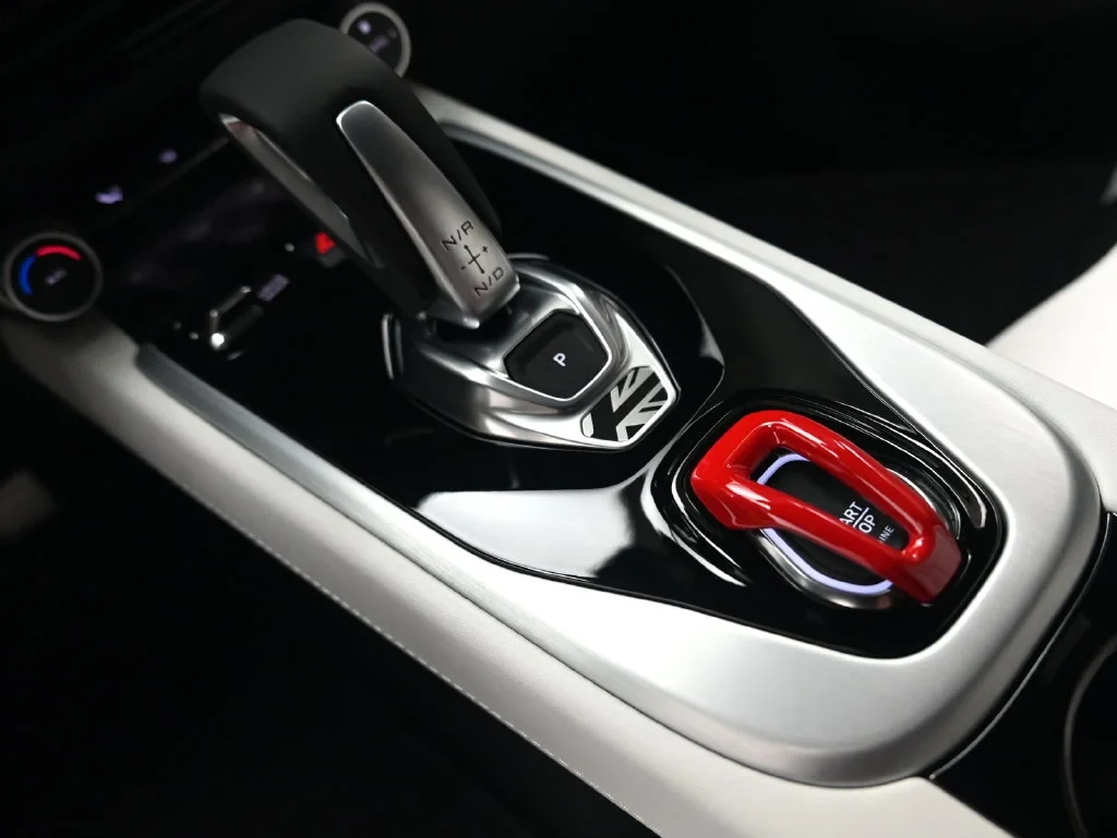 2027 Lotus Emira Turbo SE interior, center console, Ice Grey and Black