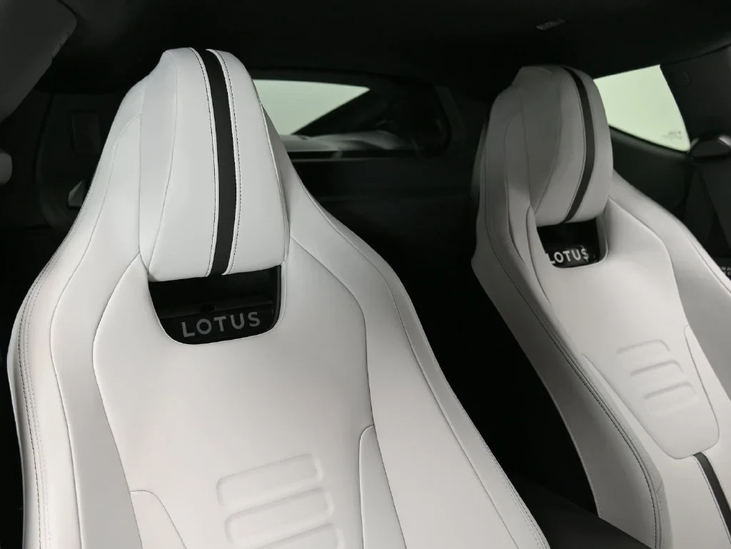 2027 Lotus Emira Turbo SE interior, seats, Ice Grey and Black