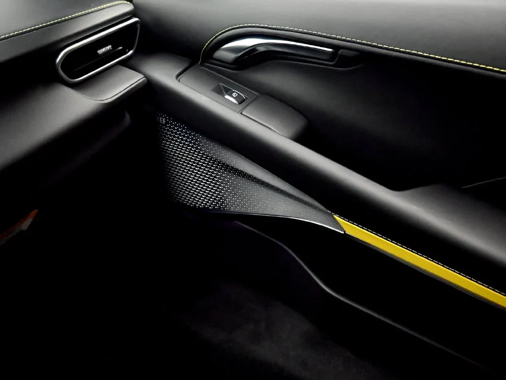 2027 Lotus Emira Turbo SE interior, Black with Yellow Accents