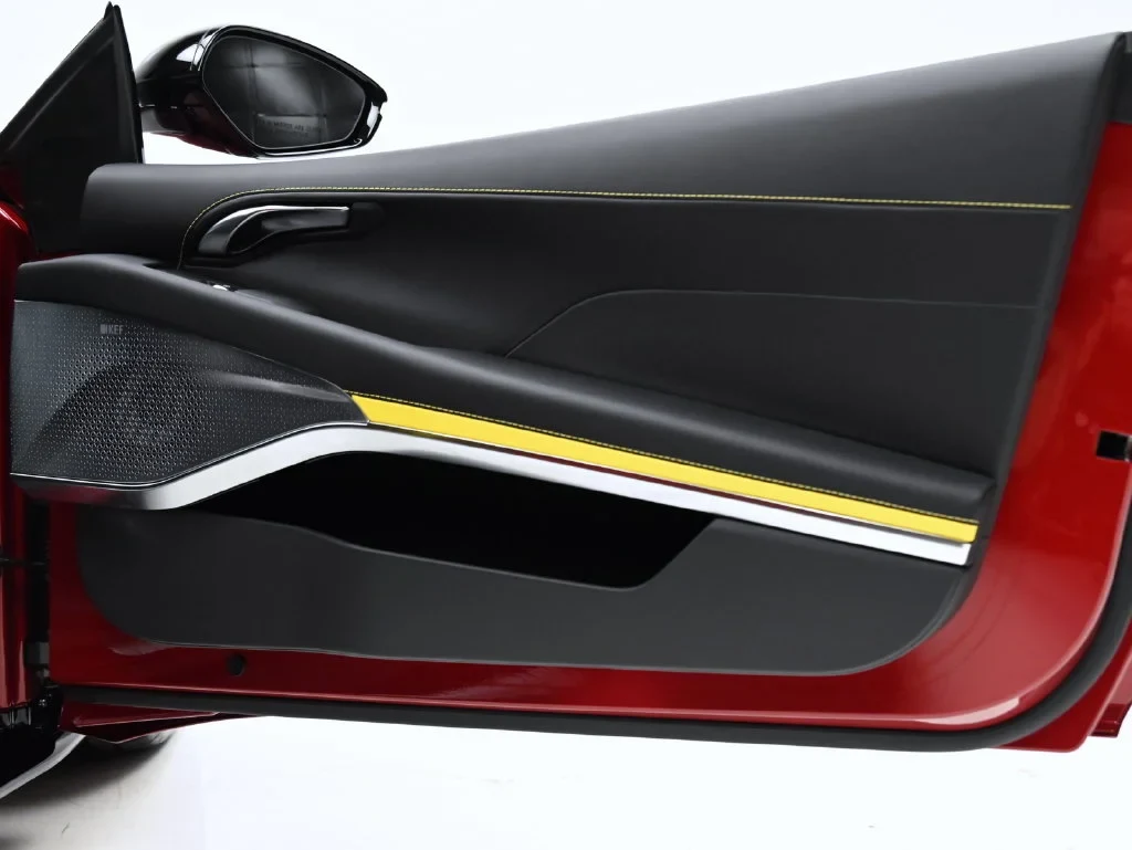 2027 Lotus Emira Turbo SE interior, door panel, Black with Yellow Accents