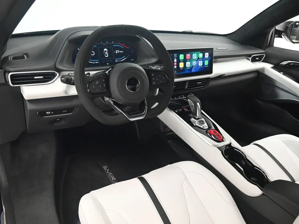2026 Lotus Emira Turbo SE interior, dashboard, Ice Grey and Black