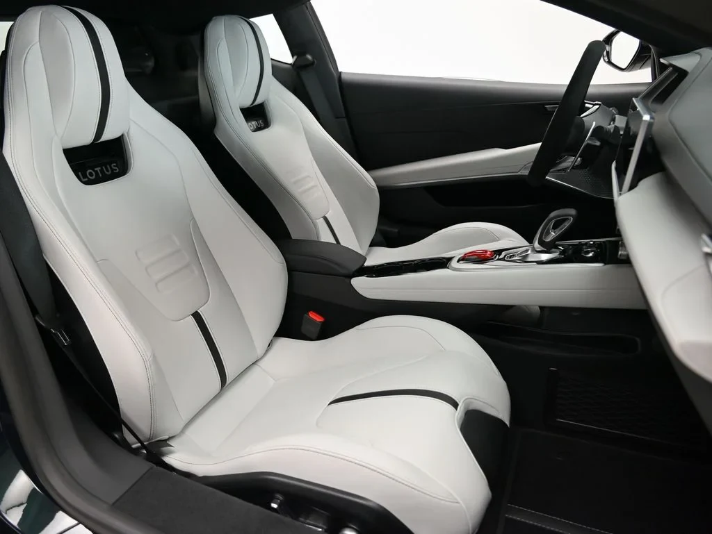 2026 Lotus Emira Turbo SE interior, seats, Ice Grey and Black