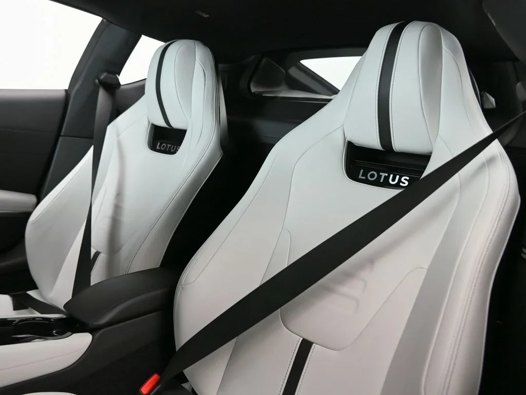 2026 Lotus Emira Turbo SE interior, seats, Ice Grey and Black