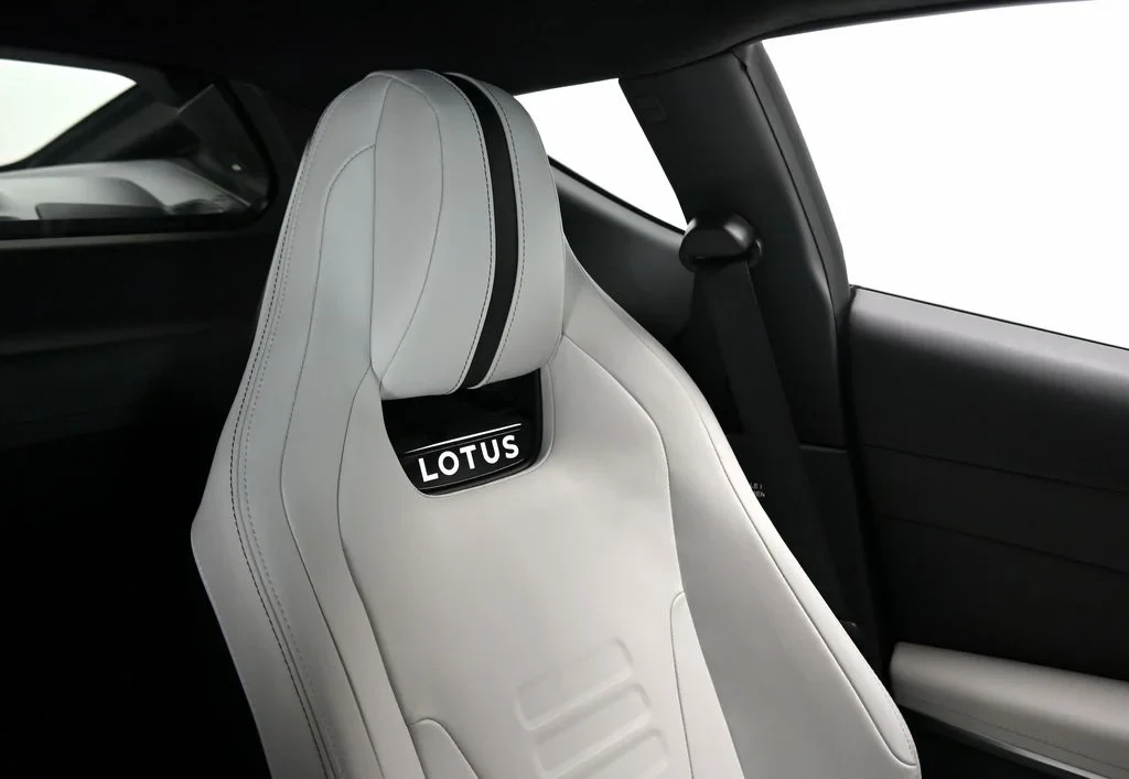 2026 Lotus Emira Turbo SE interior, Ice Grey and Black