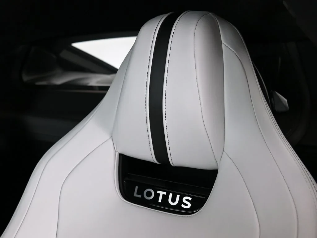2026 Lotus Emira Turbo SE interior, Ice Grey and Black