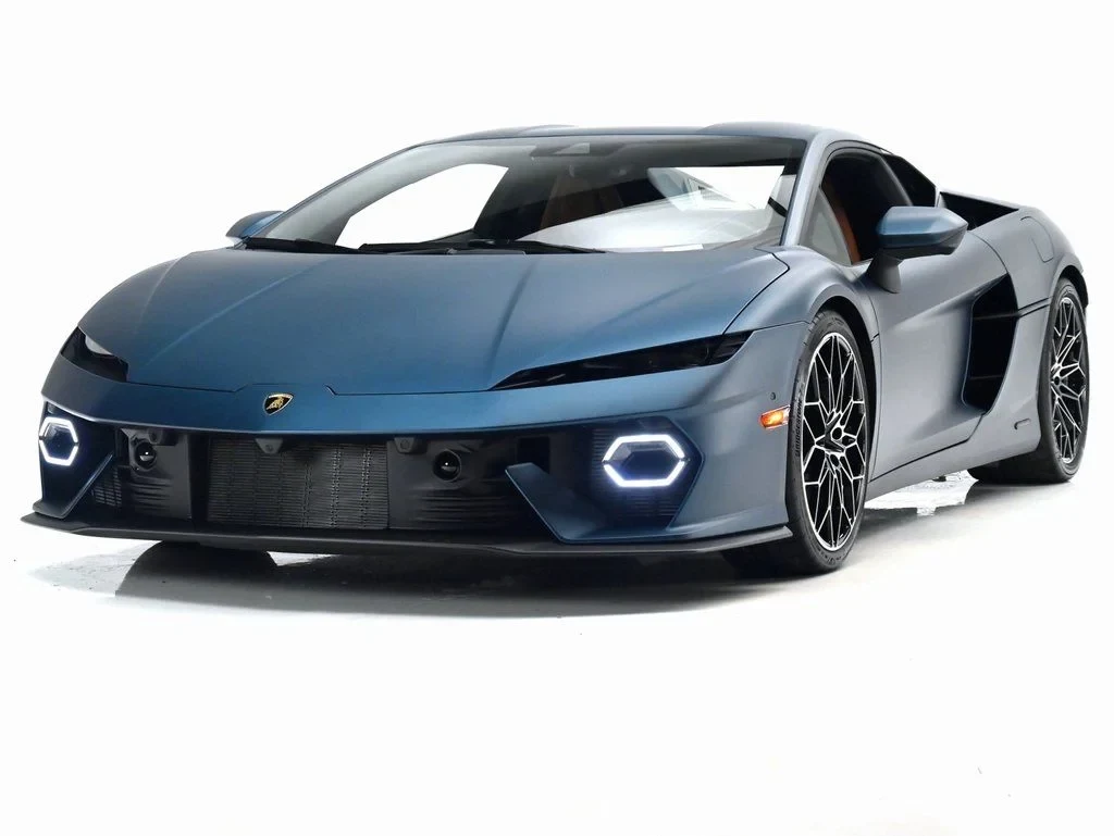 2026 Lamborghini Temerario for sale, front three-quarter view, Blu Marinus Matt