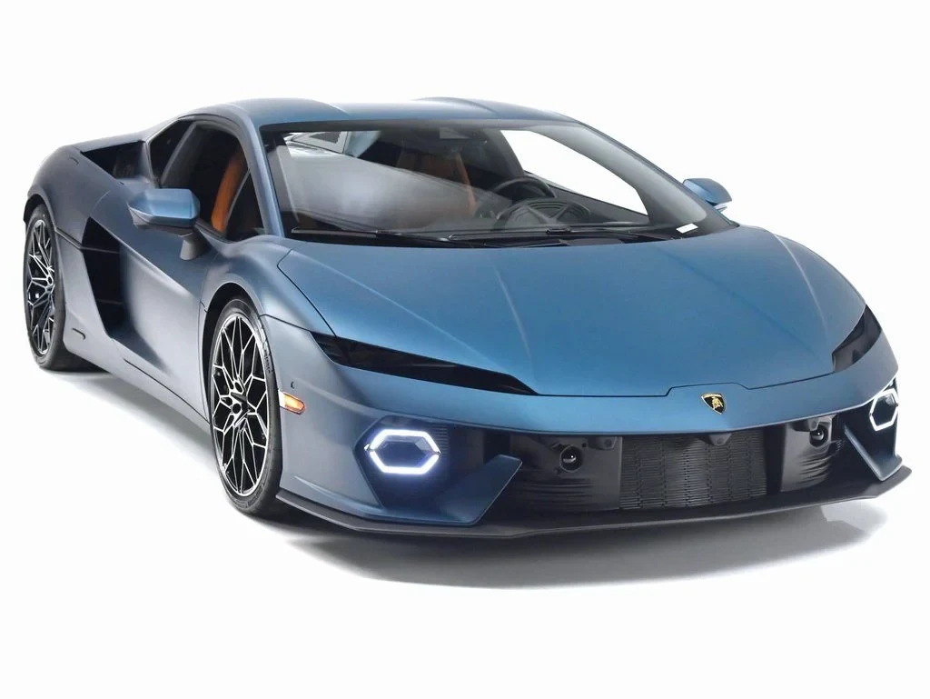 2026 Lamborghini Temerario for sale, front three-quarter view, Blu Marinus Matt