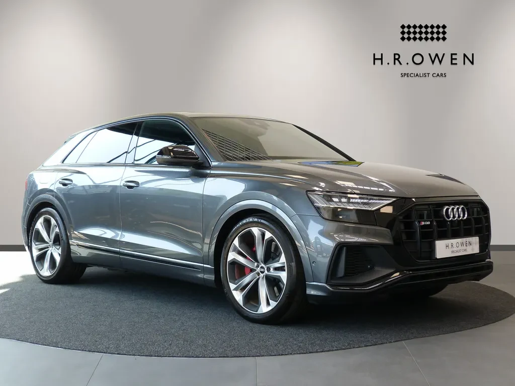 Audi SQ8, full-car front three-quarter view.