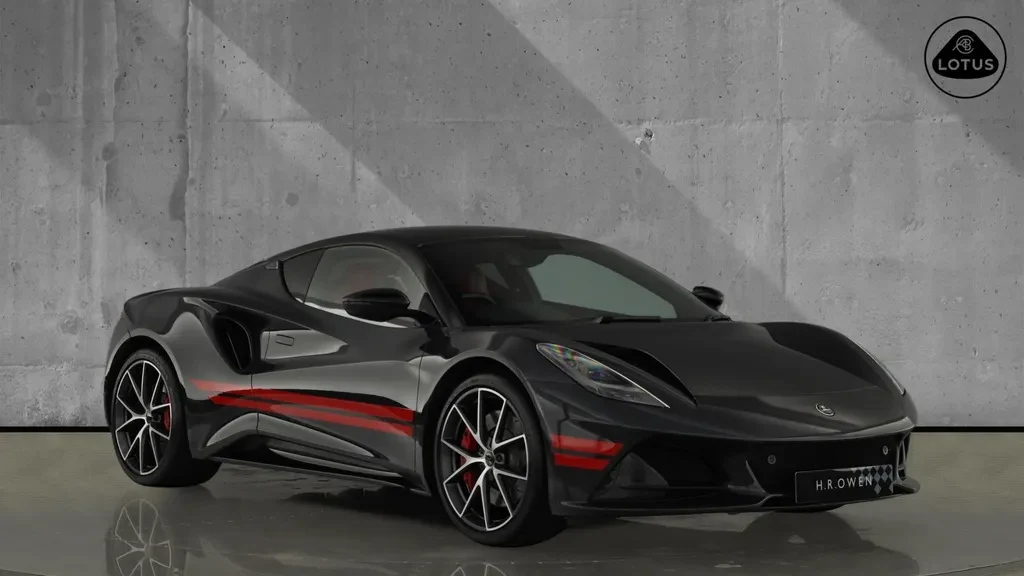 Lotus Emira, full-car front three-quarter view.