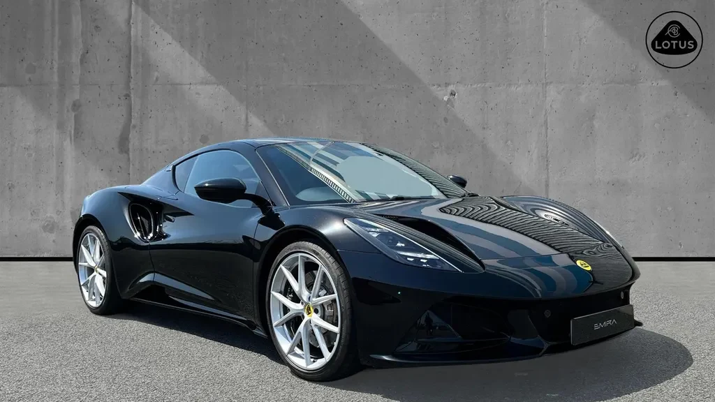 Lotus Emira, full-car front three-quarter view.