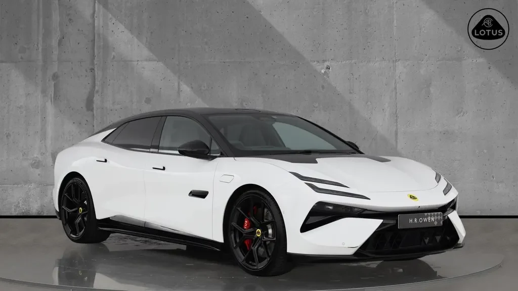 Lotus Emeya, full-car front three-quarter view.