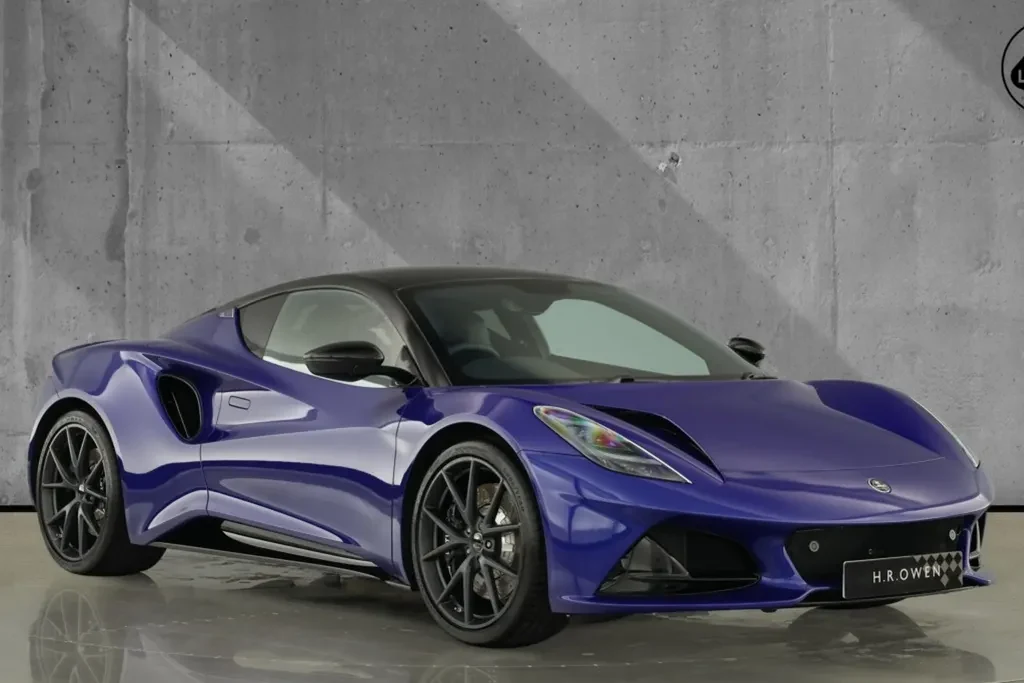 Lotus Emira, full-car front three-quarter view.