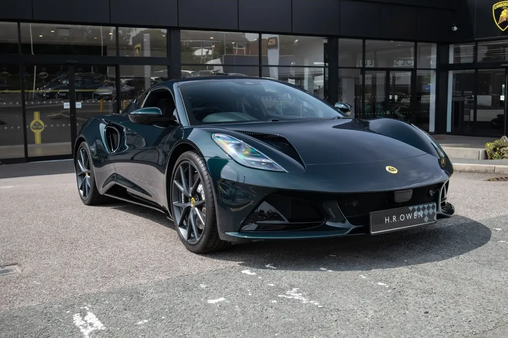 Lotus Emira, full-car front three-quarter view.