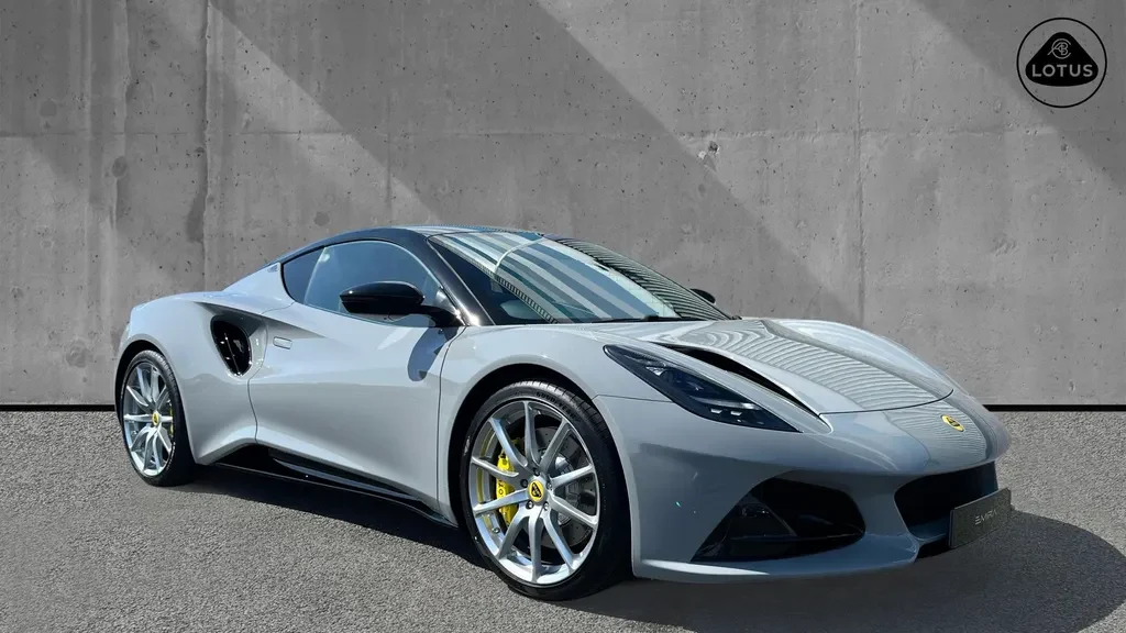 Lotus Emira, full-car front three-quarter view.